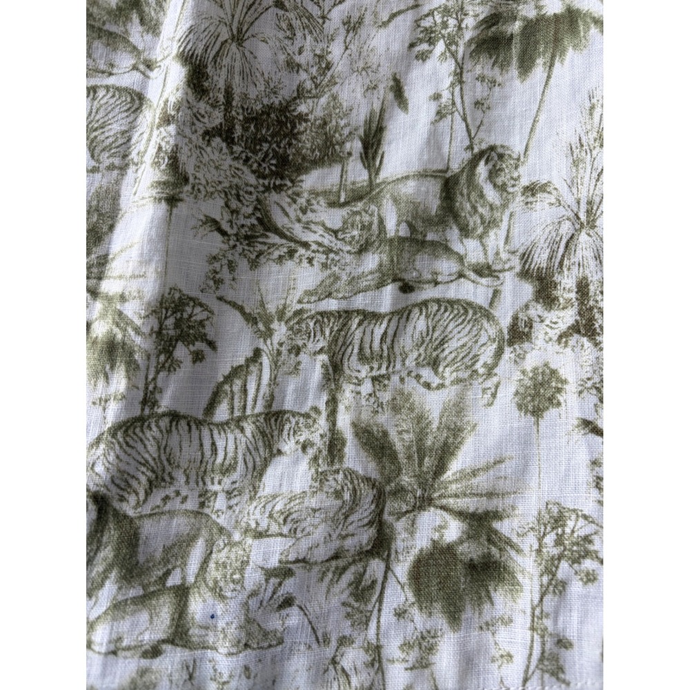 Rachel Zoe Green White Toile Safari Print 100% Linen Midi Skirt Womens Medium - Picture 9 of 9